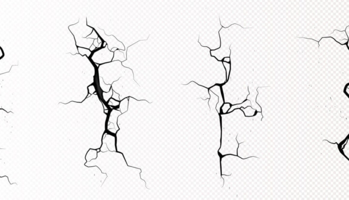 Ground cracks, breaks on land surface top view